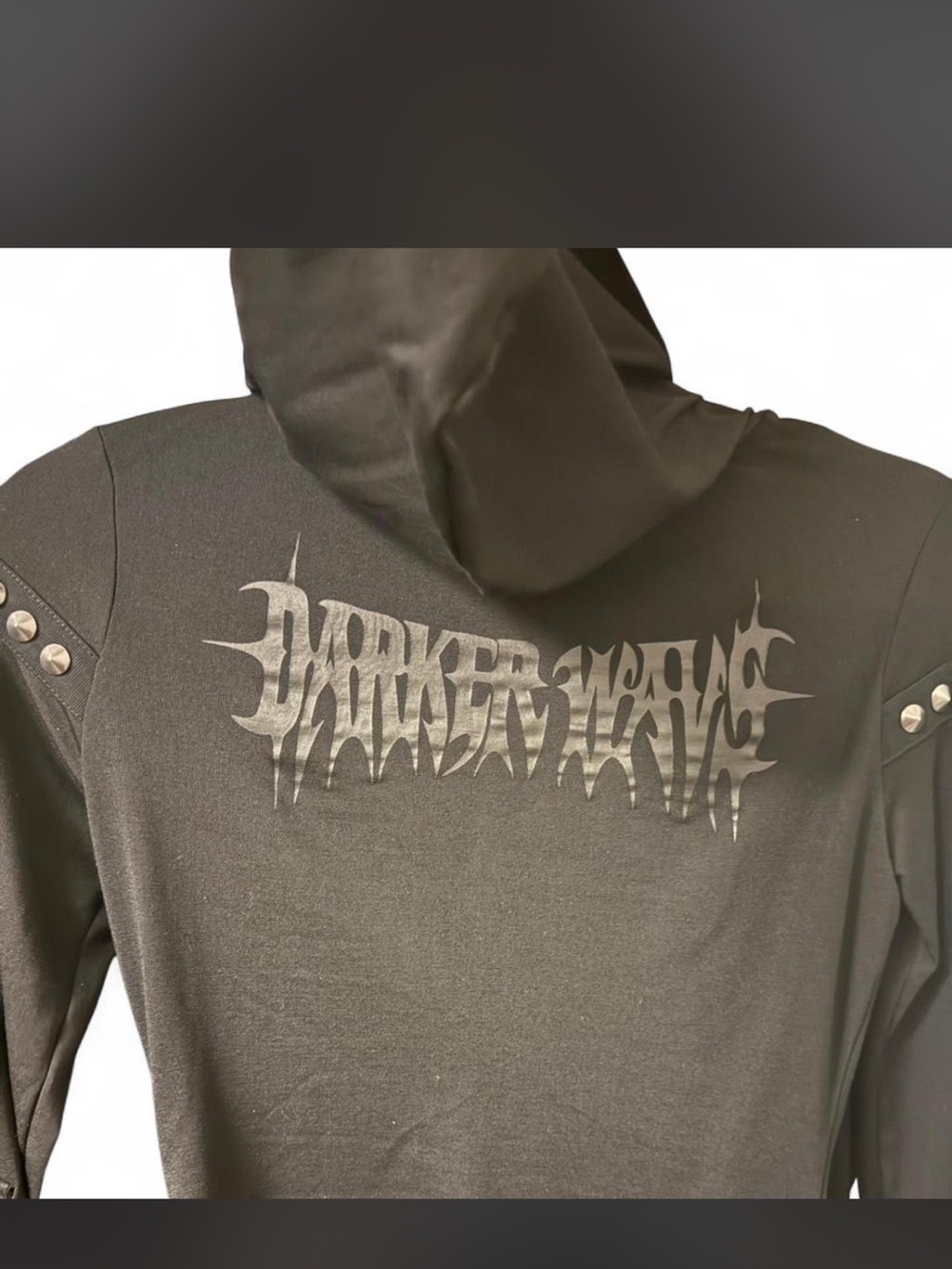 Darker Wavs Black Hooded Jacket sweater Hooded Jacket - with studds and d rings - Picture 5 of 5